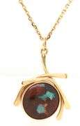 Stunning 14K YG Mexican Opal Pendant on Necklace