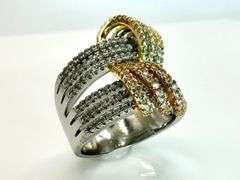 Dazzling 14 K White Gold and 14 K Yellow Gold Plated Simulated Diamond Ring