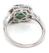 925 Sterling silver emerald cut green cubic zirconia ring