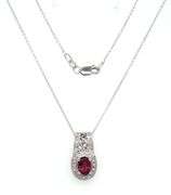 14kt White gold oval tourmaline and diamond pendant on chain