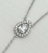 925 Sterling Silver Lariat Pear Shaped CZ Necklace