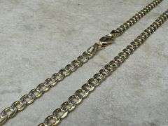 10k Yellow Gold-Hollow Pave Curb Link Chain 3.2mm Necklace 30"