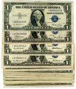 Great lot of 24 Small Size $1 Silver Certificate STAR Notes
