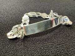 Sterling Silver Flat Diamond-Cut Curb ID Bracelet Chain 7.8mm Solid 925 Italy New 7"