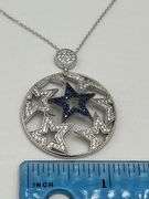 925 Sterling Silver Lucky Star Necklace Clear and Blue Pave Crystal