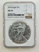 2018 American Silver Eagle, NGC MS69