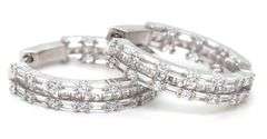 925 Sterling silver 2 row cubic zirconia hoop earrings