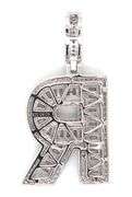 925 Sterling silver R initial cubic zirconia pendant