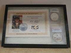 2003 Autographed Jessica Lynch Silver Eagle Set, PCGS MS69