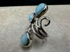 Sterling Silver Gemstone Larimar Ring Size 6