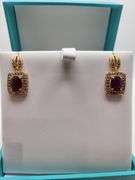 Magnificent pair of Ruby and diamond earring in Silver – EGL Certified