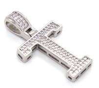 925 Sterling silver Initial T cubic zirconia pendant