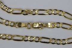 10k Yellow Gold Hollow Figaro Link Chain 4.3mm Necklace 24"