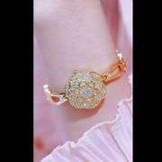 Flower Quartz Watch with Bracelet Band and Crystals