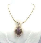 Enamoring Colossal 69.70CTS Cabochon-Cut Star Ruby & White Sapphire Pendant Necklace in Gold Over St
