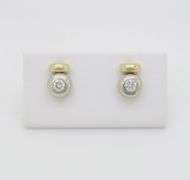 Bezel Set Diamond Two-Tone Stud Earrings