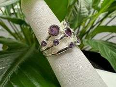 Sterling Silver Natural Gemstone Amethyst Ring Size 6