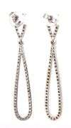 14kt White gold 0.70ctw double tear drop diamond dangle earrings