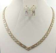 Set of 925 sterling silver textured basketweave chevron V shaped necklace and earrings