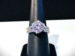 Ladies Large 4.5 Ct Sparkling Ice White Lavender Simulated Lab Diamond Ring