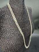Gold Plated Sterling Silver 925 Pave 2-Tone 7.6mm Curb Chain Link Italy Necklace 24" inch