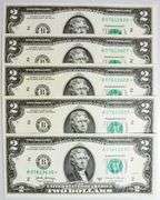 (5) Superb Crisp 2017A $2 Star Notes New York-Consecutive!