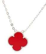 925 Sterling silver coral clover pendant on chain