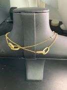 CERTIFIED 18K YELLOW GOLD LONG STATION NECKLACE WITH DIAMONDS