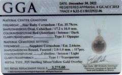 Exquisite Massive 35.78CTS Oval Cabochon-Cut Star Ruby & 2.64CTW Sapphire Pendant Necklace in 14K Go