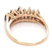 14kt Yellow gold marquise sapphire and diamond 5 stone ring