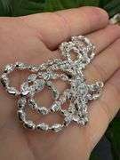 Italian 925 Sterling Silver 3mm Diamond Cut Rice Oval Bead Chain 24" Necklace Italy