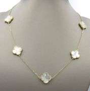 925 Sterling silver 7 clover mother of pearl necklace