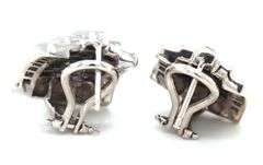 14kt White gold 2.65ctw light brown and white diamond channel set 5 row clip on earrings