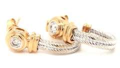 14kt two tone gold 0.40ctw bezel set diamond cable J hoop