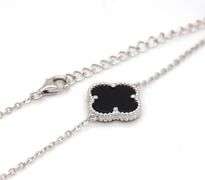 925 Sterling silver 5 clover black onyx necklace