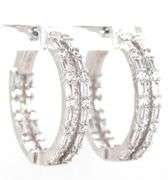 925 Sterling silver 2 row cubic zirconia hoop earrings