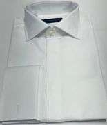 Super Fine Quality  White Dress Shirt By Di Stefano, French Cuff