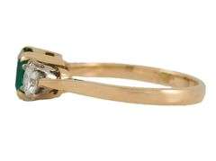 Garrard 1986 London 0.81ct Emerald and 0.32ctw Diamond Three Stone Ring in 18K