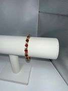 Gold Plated Lab Simulated 16.5 Cttw Red Ruby Diamond Tennis Bracelet