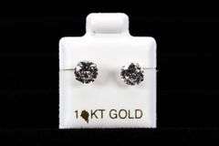 10k Yellow Gold 6mm Round Clear CZ Solitaire Stud Earrings