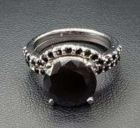 5.5 Cwt. Silk Black Moissanite and Natural Raw Uncut White Diamonds Engagement Ring