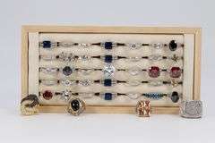 39 Rhodium Plated Brass Ring Lot Various Styles & Sizes w/ CZ Stones