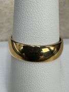 14k Yellow Solid Gold 6mm Domed Plain Men's Women's Wedding Band Size 6