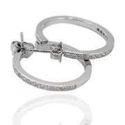 18K(750) Solid White Gold Natural Diamond Hoop Earrings