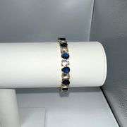 18 Kt. Yellow Gold Plated 32.5 Cwt. CZ and Simulated Sapphire Tennis Bracelet