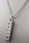 Vintage 925 sterling silver heavy Hallmark Ingot pendant on box chain