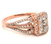 10kt Rose gold 1ctw diamond halo cluster square ring