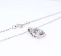 Set of White Gold Pear Shaped Blue Stone and Diamond Necklace and Earrings