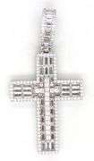 925 Sterling silver cubic zirconia double cross pendant