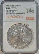 Scarcer Flawless 2015-W Burnished Silver Eagle. Chicago ANA NGC MS70